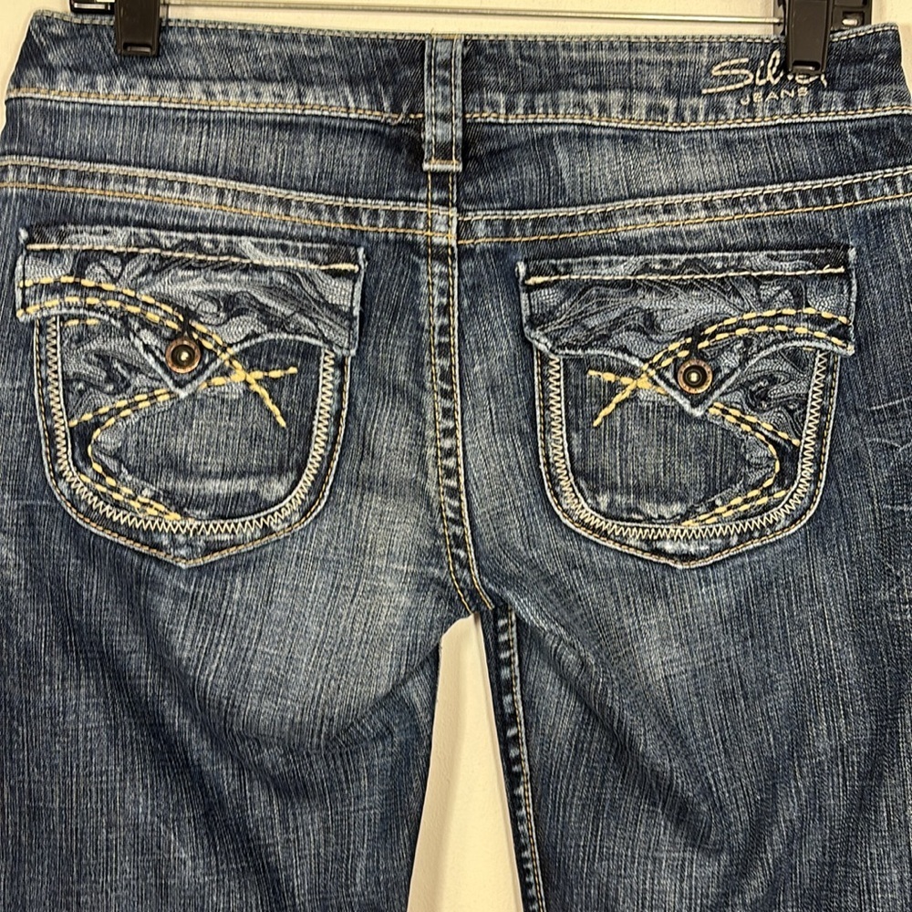 Silver Jeans Pioneer 28 Low Rise Denim Jean Bootcut Y2K Flap Pocket - Picture 7 of 9